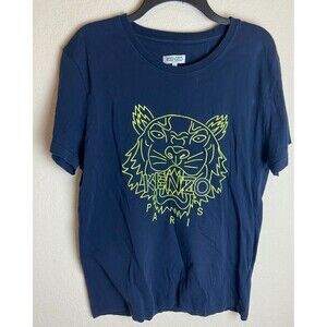 Kenzo Paris Womens Shirt Navy Blue Size XL Short Sleeve Crew Neck Pullover